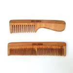 Goli Soda Neem Wood Combs - Wide Tooth with Handle And Double Tooth