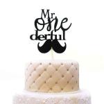 Festiko 1st Birthday Cake Topper Mr Onederful For One Year Old Boy Birthday Party Decorations Black