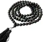 Feel Touch Mart Kala Hakik Mala Original 108+1 Rosary Natural Balck Agate Stone Mala with Bhairav/Kali ji Krapa Round Handknotted with Thread for Jaap & Meditation