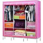 YIWU Store Foldable Almirah Foldable Collapsible Wardrobe for Clothes (Do-It-Yourself) Pink Yiwu-Almirah06