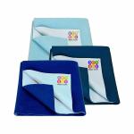 BeyBee Blue Waterproof Baby Bed Protector 50 cm x 70 cm (Set of 3)