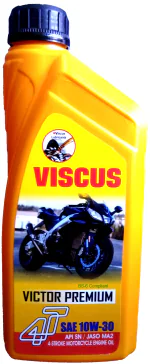 VISCUS Viscus 4T Petrol Engine Oil for Bikes Victor Premium 4T 10W30 SN/MA2 Semi Synthetic BS-6 (1L) Drain interval 10000+ Kms