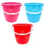 Jaycee Multicolor Plastic Bucket - 16 L (Pack Of 3)