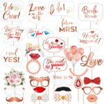 Zyozique Bridal Shower / Bachelor Party Photo Booth Props, Wedding Engagement Party Props - 28 PCS