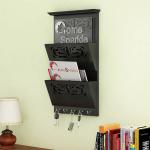 Home Sparkle Black Engineered Wood Letter Cum Key Holder 27.5X9X52 cm