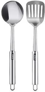 ZOOV Stainless Steel Spatulas Slotted, Solid Turner, Easy to Clean Pack of 2pcs