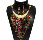 JAYA VISION ENTERPRISES Multicolor Wooden & Metal Beads Choker Necklace-tg35