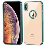 Monkish iPhone XS Max New CD Chrome Back Cover with Ring Logo Cut Pattern Electroplating Logo View Cover Compatible with Apple iPhone XS Max (Green)