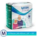 lyfcare Adult Pull -Up Pants Diapers |Medium-10 Pieces |Waist Size:60-85 Cm | 24 -33 Inch