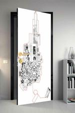 Qth Line Art Dor-2025 Design Door Sticker