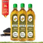AKV Cold Pressed Gingelly/Sesame Oil 1 LTR | Pack Of 3