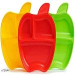 Unbreakable Apple Shaped Kids Snack Serving Plate Navratri Gifts Plates for Kanya Pujan (Assorted Colors) (Set of 12)