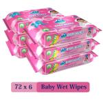 Glider Baby Wipes with Aloe Vera and Vitamin E for Sensitive Skin (Pack of 6 (432 Wipes)