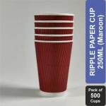 PARICOTT-250ml Maroon Ripple Hot And Cold Beverage Cup With Ripple Wall Design (Pack Of 500pcs)