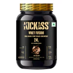 Kickass Whey Fusion- Ideal blend of Whey Isolate + Concentrate, High-Quality Imported Protein, Cafe Delight, 1 Kg [Veg, With Digestive enzyme and Immunity boosters, No Banned Substance, GMO-Free, Gluten-Free, Fast Absorbing Protein]