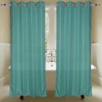 Parda Online Green Geometric Polyester Eyelet Romantic Shower Curtain 5ft, (Pack of 2)