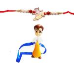 Kavim Kids RAKHI 23117 Gold Finish Rakhi Set (Gold plated Chota Bheem Premium Designer 1 Metal and 1 Light Rakhi)