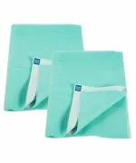 Mee Mee Reusable Water Proof Cotton Bed Protector Sheet/Extra Absorbent Mat/Dry Sheets/Urine Sheet/Dry Mat (Small, Green)(50CmX70Cm) Pack of 2
