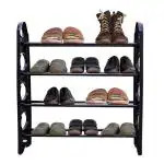 PHILOSHOP Multipurpose 4 Layer Portable Plastic Rack Shoes/books/clothes (Black)
