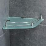 Fortune Flower Frosted Glass Storage Corner Shelf, Glass Polished, Bathroom & Kitchen Shelves Perfume, Oil, Shampoo Organizer, Bathroom Accessories for Homes, Hotels - (Flower Frosted, 12 x 12 Inch)