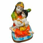 Rama Collections Handcrafted Home Decor Marble Baby Krishna Sculpture Kanha Makhan Chor Idol Laddu Gopal Showpiece Murti (Yashoda Maa & Krishan) - Height 5 IN
