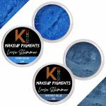 KINDED Dark Blue and Smokey Blue Powder Loose Shimmer Glitter Eyeshadow for Women - Pack of 2, Each Pack 3 g