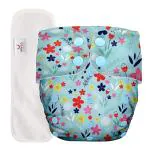 Mylo Essentials Cloth Diaper for Babies|Oeko-Tex Certified|(3Months-3Years)|5kg-17kg|Reusable with Adjustable Snap Button|Pack includes 1 Diaper & 1 Wet-Free Inserts-(Floral Print)