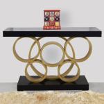DZYN Furnitures Pique Solid Wood Console Table (Black Gold)
