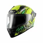 Vega Bolt Bunny Full Face Motorbike Helmet Black Neon Yellow -M