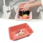 SOCXR Kitchen Strainer Basket Over the Sink Strain, Drain, Wash Veggie, Fruit, and Pasta, Colander with Extendable Grip Handles