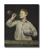 Tamatina Multicolor Claud Monet Unframed Boy Blowing Bubbles Famous Art Canvas Painting - 24X20 Inch