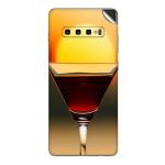 GADGETSWRAP Printed Vinyl Skin Sticker for Samsung Galaxy S10 Plus - Sunset Brown Cocktail Bokeh Sun