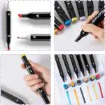 ECHSRT Colorful Art Markers Sketch Pens 48 Colours With Carrying Case For Painting Sketching Calligraphy Drawing-Brush Markers Twin Head Permanent Colouring For Kids Adult,Multi-coloured