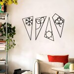 STONE X JALI CREATION 4 Elements Air, Fire, Earth, Water, Wall Art Hanging Black Designed Wood Decor Sculptures Black Wall Art Decoration Contemporary Home- 8 Inch