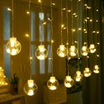XERGY 12 Wishing Ball LED Curtain String Lights with 8 Flashing Modes ( 96 Led , Warm White)