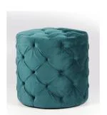 Ikiriya Dallas Solid Wood Ottoman| Pouffee| Pouf Stool in Turquoise Sea Velvet