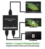 Tech Gear TV-out Cable HDMI 2.0 Bi-Directional Switch3D - 2 Port HDMI Switch 2 in 1 Out or 1 in 2 Out Splitter Supports 1080p 2k 4k Full HD Support Manual Button -HDMI Switch (Black, For TV)