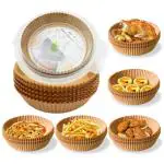 Hasthip Natural Paper Air Fryer Disposable Liner, Non-Stick Parchment Plate, Oil-Proof Water-Proof For Baking