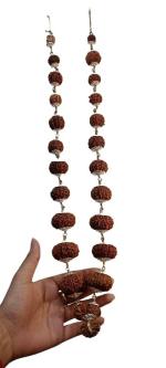 Feel Touch Mart Indrakshi Mala Pure Pendant Nepali Natural Ek Se Ikkis Mukhi Rudraksha Mala With Gauri Shankar & Ganesh IGL Lab Certified Nepal Brown Bead 1 To 21 Pure & Energized