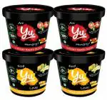 Yu Foodlabs Three Cheese + Creamy Tomato Cup Pasta - Pack of 4 - Instant Food Ready To Eat in 4 Mins - No Preservatives - Veg