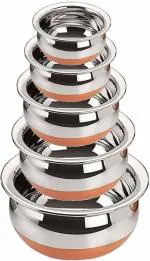 IM ENTERPRISE Multicolor Stainless Steel and Copper Handi Set 2L (Pack of 5)