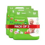 NEW LEAF Ultra Dry Comfort Medium Size Baby Diaper Pant (102 Diapers) with Double Leak Guard, Breathable Cotton, and 360 Comfort Fit