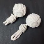 EKObee 4mm Cotton Rope Nautical Design Handmade Curtain Tie Back, Ball Size 6cm Approximate x card size 45cm, Set of 2 Pcs Off-White