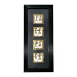 Chaque Decor Black Frame 4 Metallic Human Figurines Dhokra And Warli Wall Art | 7.5x17.5x1
