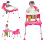 BABYHOP 4-in-1 Feeding High Chair for Kids, Toddlers (Model Flex, Color Pink) with Safety Belts, Seat Pad, Detachable Food Tray | BPA Free, Non Toxic