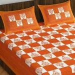 THE HOBBY BOUNTY Cotton Double Bedsheet King Size 2 Pillow Covers Jaipuri Sanganeri Printed Multi Color 110 TC