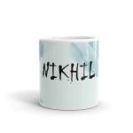Rish Nikhil Name Theme Printed Light Blue Ceramic Coffee Mug, 350 Ml