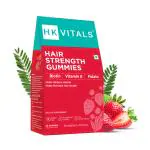 HealthKart HK Vitals Hair Strength Gummies, Biotin from Sesbania Extract, with Zinc, Vitamin C, A, and E, Vegan, Gluten Free, for Healthier Skin, Hair, and Nails, Strawberry, 60 Biotin Gummies