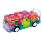 RAINBOW RIDERS Creations Concept Musical Transports Bus Toy for Girls & Boys Age 2.3,4,5,6 years Bus Toy with 3D & 360 Rotation, Gear Transparent Bus Toy with Light & Sound for Boys & Girls, Multicolour Plastic Battery Operated Toy