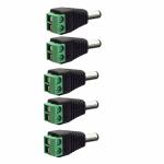 AdzMozi -DC Pin Connector 12V DC Power Connector 5.5mm x 2.1mm Jack Socket for Led Strip, CCTV Security, Camera Cable Wire Ends Plug Barrel Adapter - Pack of 5